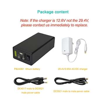 Talentcell 24V Lithium ion Battery PB240B1, Rechargeable 42980mAh 156Wh Li-ion Batteries Pack with DC 24V/12 Volt and 5V USB Output for LED Light Strip, CCTV Camera, Smartphone and More