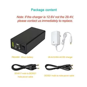 Talentcell 24V Lithium ion Battery PB240B1, Rechargeable 42980mAh 156Wh Li-ion Batteries Pack with DC 24V/12 Volt and 5V USB Output for LED Light Strip, CCTV Camera, Smartphone and More