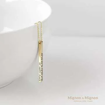 Personalized Coordinates Necklaces for Women Valentines Gift for Her Custom Engraved Bar Jewelry with Kids Names for Mom -4SBN