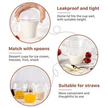 Lullaby 200Pack 9oz Clear Plastic Cups with Dome Lids, Dessert Cups with Lids, Disposable Parfait Cups, Party Cups Cupcake for Parties and Daily Use