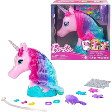 Barbie Unicorn Styling Head with Colorful Mane & Accessories