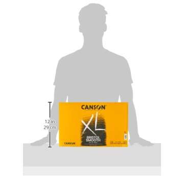Canson XL Series Bristol Paper, Smooth, Foldover Pad, 11x17 inches, 25 Sheets (100lb/260g) - Artist Paper for Adults and Students - Markers, Pen and Ink