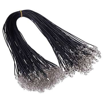 Paxcoo 100Pcs Black Waxed Necklace Cord - Jewelry Making