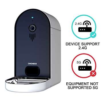 DOGNESS Automatic WiFi Dog/Cat Smart Camera Feeder - 6.5Lbs Large Capacity App Control Food Dispenser with WiFi, Portion Control, Voice Recording, Camera, Timer Programmable (Dark Blue)