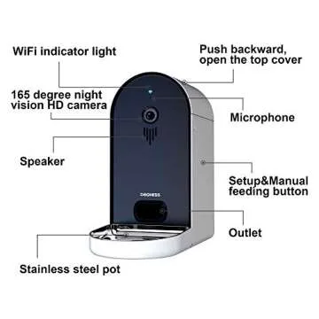 DOGNESS Automatic WiFi Dog/Cat Smart Camera Feeder - 6.5Lbs Large Capacity App Control Food Dispenser with WiFi, Portion Control, Voice Recording, Camera, Timer Programmable (Dark Blue)