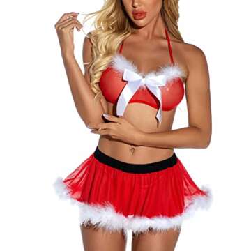 AODONG Lingerie for Women，Sexy Lace Teddy Babydoll Lingerie Set Naughty Sex Halter Bras Thongs Panty See Through Underwear