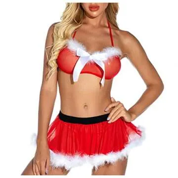 AODONG Lingerie for Women，Sexy Lace Teddy Babydoll Lingerie Set Naughty Sex Halter Bras Thongs Panty See Through Underwear