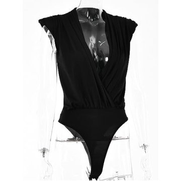 Stylish Wrapped V Neck Bodysuit Tops for Women