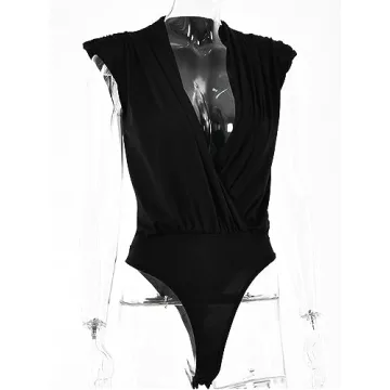 Stylish Wrapped V Neck Bodysuit Tops for Women