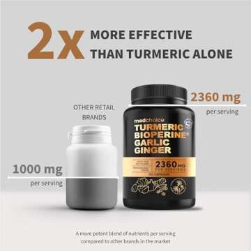 4-in-1 Turmeric and Garlic Supplements with Bioperine 2360 mg Turmeric Ginger Root Capsules with Gar...