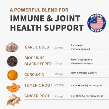 4-in-1 Turmeric and Garlic Supplements with Bioperine 2360 mg Turmeric Ginger Root Capsules with Garlic for Joint, Digestion & Immune Support (120ct, Pack of 2)