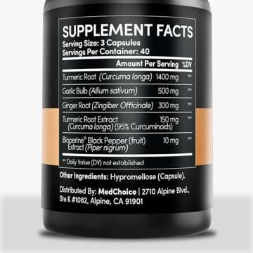 4-in-1 Turmeric and Garlic Supplements with Bioperine 2360 mg Turmeric Ginger Root Capsules with Garlic for Joint, Digestion & Immune Support (120ct, Pack of 2)