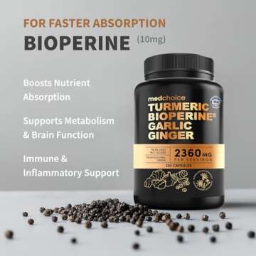 4-in-1 Turmeric and Garlic Supplements with Bioperine 2360 mg Turmeric Ginger Root Capsules with Garlic for Joint, Digestion & Immune Support (120ct, Pack of 2)