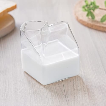 Charming Glass Milk Carton Creamer Pitcher for Coffee Lovers