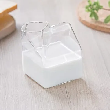 Charming Glass Milk Carton Creamer Pitcher for Coffee Lovers