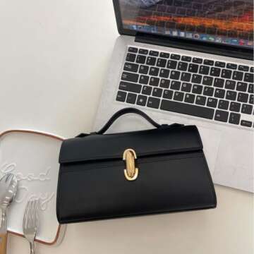 Women' Genuine Leather Hand Bags Satchel Bag Handle Purses Designer Handbags for Women Clutch Purse Satchel(Black)