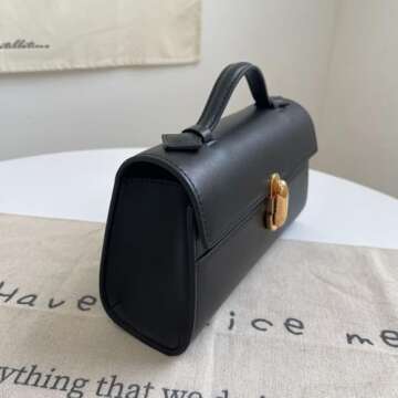 Women' Genuine Leather Hand Bags Satchel Bag Handle Purses Designer Handbags for Women Clutch Purse Satchel(Black)