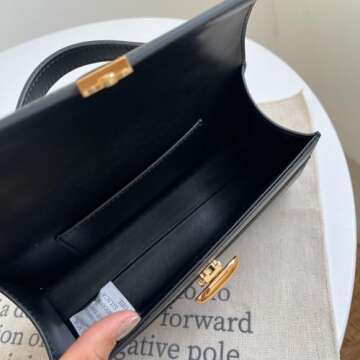 Women' Genuine Leather Hand Bags Satchel Bag Handle Purses Designer Handbags for Women Clutch Purse Satchel(Black)