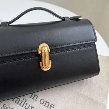 Women' Genuine Leather Hand Bags Satchel Bag Handle Purses Designer Handbags for Women Clutch Purse Satchel(Black)