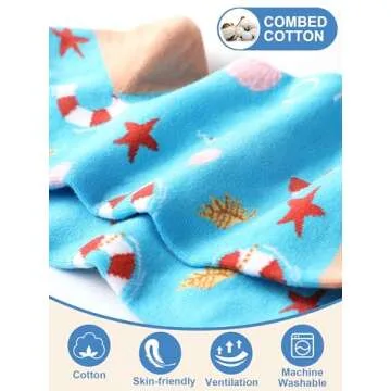 Cozypower 10 Pairs Funny Women Ankle Socks Flamingo Beach Low Cut Socks Novelty Casual Cotton Short Socks for Gift (Beach)