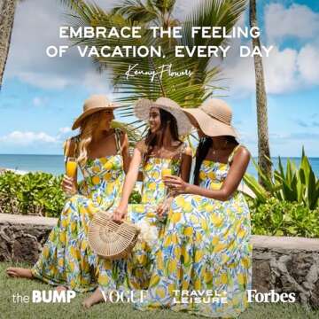 Kenny Flowers Women's Resort Dress, Organic Rayon Maxi Dress, Smocked Back, Adjustable Tie Straps, and Flowy Tiered Bottom Multi