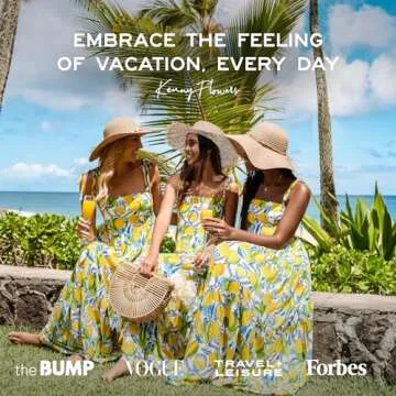 Kenny Flowers Women's Resort Dress, Organic Rayon Maxi Dress, Smocked Back, Adjustable Tie Straps, and Flowy Tiered Bottom Multi