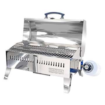 Magma Cabo Grill - Marine-Grade Stainless Steel Barbecue Grill for Boats - Portable Propane Gas with...