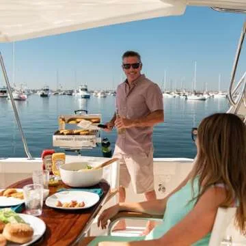 Magma Cabo Grill - Marine-Grade Stainless Steel Barbecue Grill for Boats - Portable Propane Gas with 9”x18” Grilling Surface - Heat-Resistant Handle, Fold-Away Legs - Ideal Boat Accessory