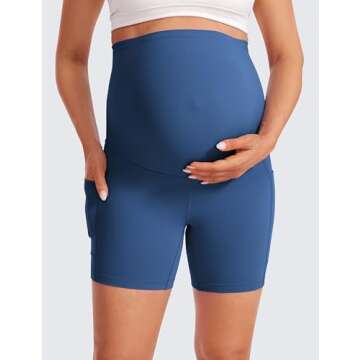 CRZ YOGA Women’s Butterluxe Maternity Yoga Biker Shorts - Comfortable Pregnancy Wear