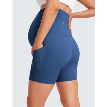 CRZ YOGA Maternity Yoga Biker Shorts with Pockets