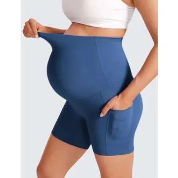 CRZ YOGA Maternity Yoga Biker Shorts with Pockets
