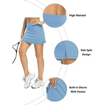 LouKeith Tennis Skirts for Women Golf Athletic Activewear Skorts Mini Summer Workout Running Shorts with Pockets Sky Blue XS