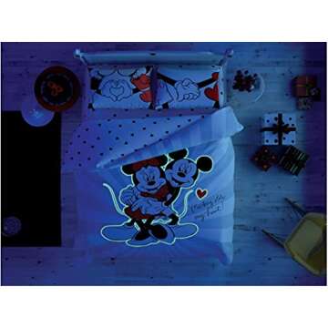 paradise RANFORCE 100% Cotton Minnie and Mickey Mosue Bedding, Polka Dot and Heart Themed Quilt/Duve...