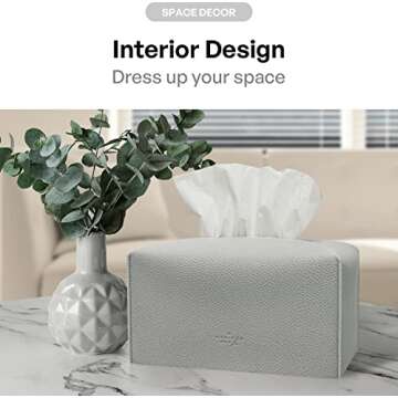 carrotez Tissue Box Cover, [Refined] Modern PU Leather Rectangular Tissue Box Holder - Decorative Holder/Organizer for Bathroom Vanity Countertop, Night Stands, Office Desk 9.5"X5"X5" - Pastel Grey