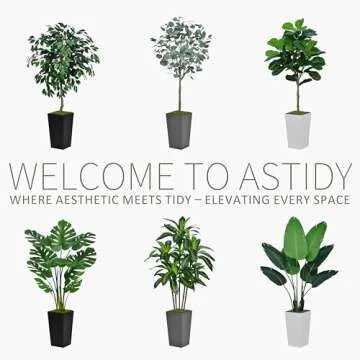 ASTIDY Fiddle Leaf Fig Tree Artificial 5FT - Faux Fiddle Leaf Fig Tree with White Tall Planter - Fake Ficus Lyrata Floor Plant Potted - Artificial Fig Tree for Home Office Living Room Decor Indoor