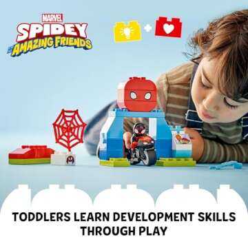 LEGO DUPLO Marvel Spin’s Motorcycle Adventure Fantasy Playset, Based on Spidey and His Amazing Fri...