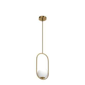 SeeU Modern Pendant Lighting Gold Globe Pendant Light Fixture,Mid Century Chandelier One Light Hanging Fixture for Kitchen Island,Adjustable Length Indoor Lighting for Dinning Room Bedroom