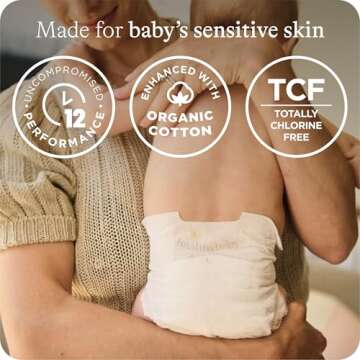 HealthyBaby Our Diapers | EWG Verified Safe & Plant-Based Diapers | Absorbent for Leak Protection | Soft Organic Cotton Shell | Chlorine-Free Diaper for Sensitive Skin | Size 2 (66 Diapers)