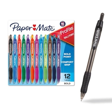Paper Mate Profile Pens, Bold 1.4mm, 12 Assorted Colors