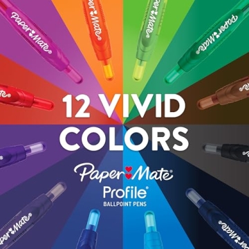 Paper Mate Profile Pens, Bold 1.4mm, 12 Assorted Colors