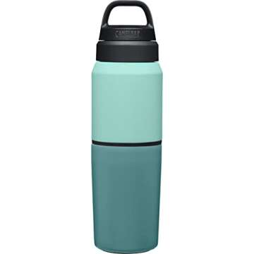 CamelBak MultiBev Water Bottle & Travel Cup – Vacuum Insulated Stainless Steel – Coastal/Lagoon – 17oz bottle & 12oz cup