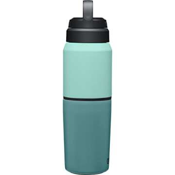 CamelBak MultiBev Water Bottle & Travel Cup – Vacuum Insulated Stainless Steel – Coastal/Lagoon – 17oz bottle & 12oz cup