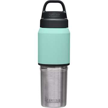 CamelBak MultiBev Water Bottle & Travel Cup – Vacuum Insulated Stainless Steel – Coastal/Lagoon – 17oz bottle & 12oz cup