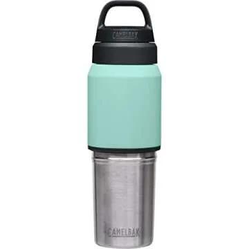 CamelBak MultiBev Water Bottle & Travel Cup – Vacuum Insulated Stainless Steel – Coastal/Lagoon – 17oz bottle & 12oz cup