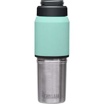 CamelBak MultiBev Water Bottle & Travel Cup – Vacuum Insulated Stainless Steel – Coastal/Lagoon – 17oz bottle & 12oz cup