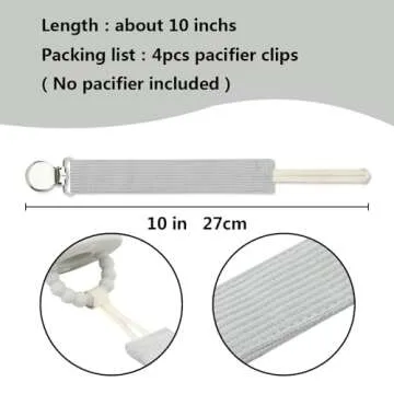 Pacifier Clip for Baby Boy and Girl, Linen Soft Fabric Strap, Pacifier Leash Holder Binky Clip, Striped Soothie Holder Unisex