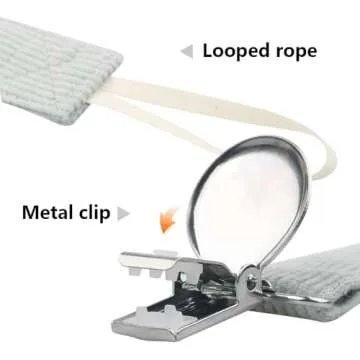 Pacifier Clip for Baby Boy and Girl, Linen Soft Fabric Strap, Pacifier Leash Holder Binky Clip, Striped Soothie Holder Unisex