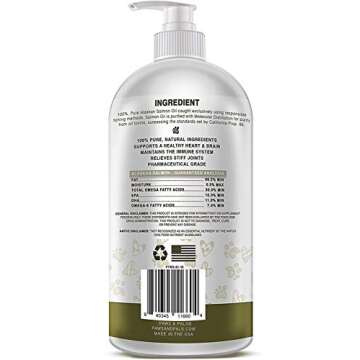 Wild Alaskan Salmon Oil for Dogs & Cats - Skin & Coat Omega 3 Fish Oil Liquid Food Supplement for Pets - Made in USA - Natural EPA + DHA Fatty Acids for Joint Function, Immune & Heart Health Support