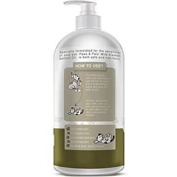 Wild Alaskan Salmon Oil for Dogs & Cats - Skin & Coat Omega 3 Fish Oil Liquid Food Supplement for Pets - Made in USA - Natural EPA + DHA Fatty Acids for Joint Function, Immune & Heart Health Support