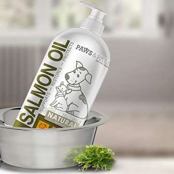 Wild Alaskan Salmon Oil for Dogs & Cats - Skin & Coat Omega 3 Fish Oil Liquid Food Supplement for Pets - Made in USA - Natural EPA + DHA Fatty Acids for Joint Function, Immune & Heart Health Support